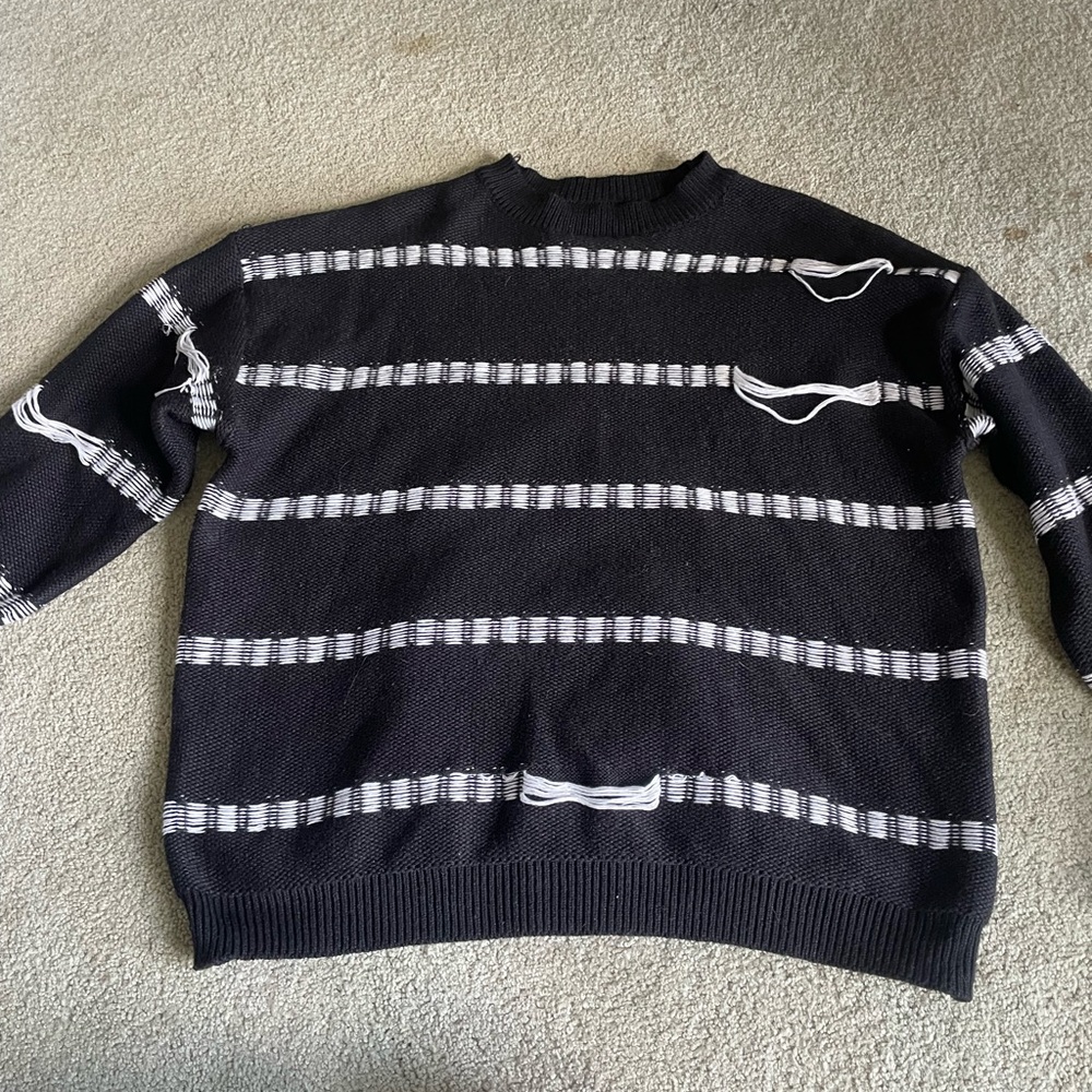 Women’s Black and White Striped Sweater